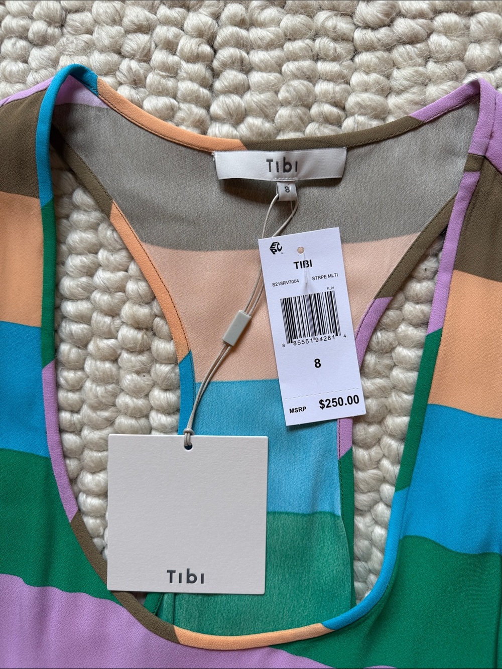 NWT Tibi Multicolor Striped Racerback Tank 8 - Picture 2 of 3